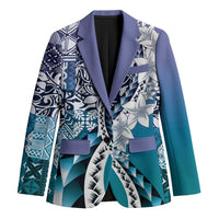 Aloha Vintage Plumeria Hawaiian Tapa Pattern Blazer Blue Hawaiian Tapa Pattern - Polynesian Pride