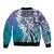 Aloha Vintage Plumeria Hawaiian Tapa Pattern Bomber Jacket Blue Hawaiian Tapa Pattern - Polynesian Pride