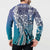 Aloha Vintage Plumeria Hawaiian Tapa Pattern Button Sweatshirt Blue Hawaiian Tapa Pattern - Polynesian Pride