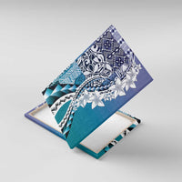 Aloha Vintage Plumeria Hawaiian Tapa Pattern Canvas Wall Art Blue Hawaiian Tapa Pattern - Polynesian Pride