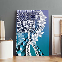 Aloha Vintage Plumeria Hawaiian Tapa Pattern Canvas Wall Art Blue Hawaiian Tapa Pattern - Polynesian Pride