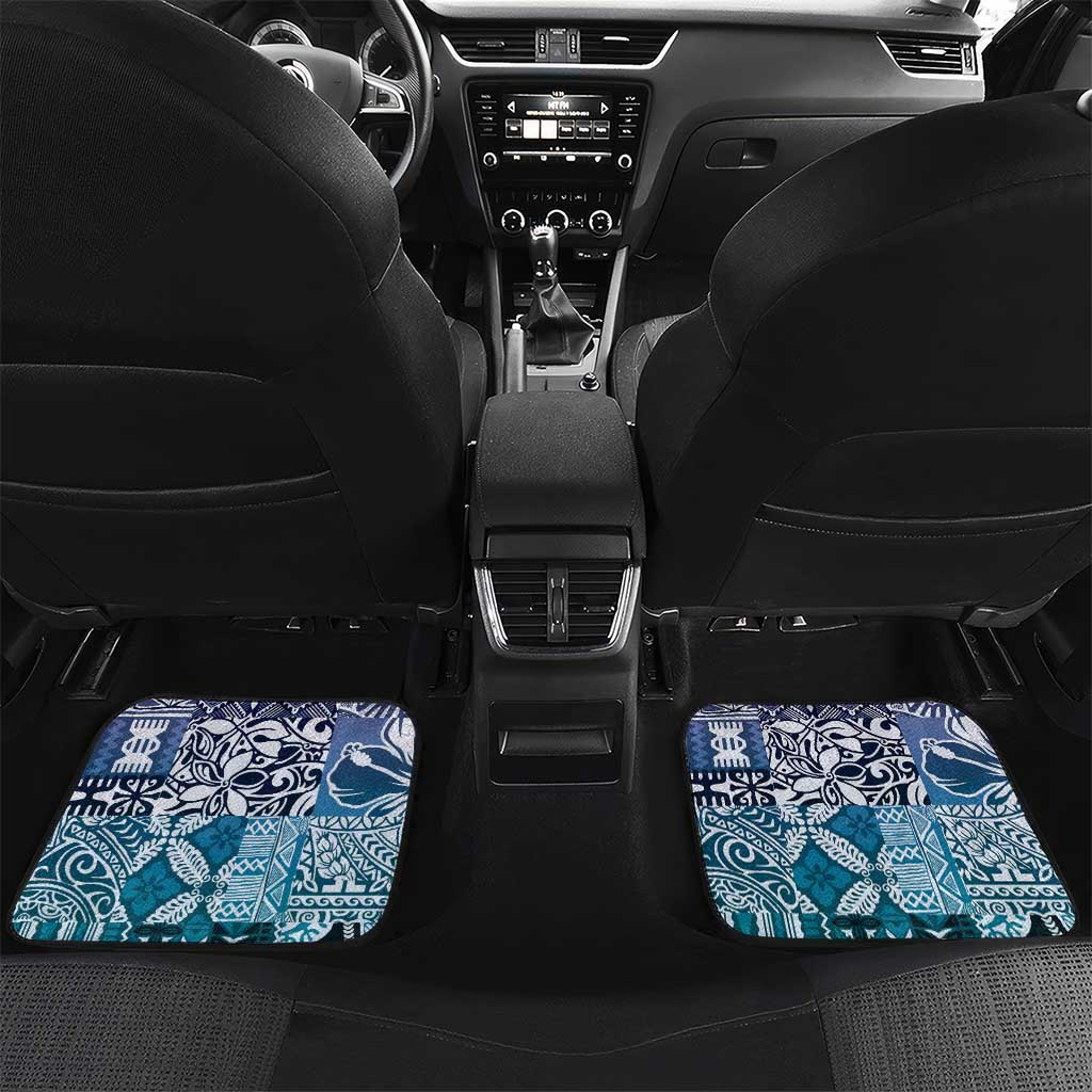 Aloha Vintage Plumeria Hawaiian Tapa Pattern Car Mats Blue Hawaiian Tapa Pattern - Polynesian Pride
