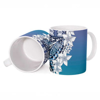 Aloha Vintage Plumeria Hawaiian Tapa Pattern Ceramic Mug Blue Hawaiian Tapa Pattern - Polynesian Pride
