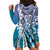 Aloha Vintage Plumeria Hawaiian Tapa Pattern Hoodie Dress Blue Hawaiian Tapa Pattern - Polynesian Pride