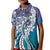 Aloha Vintage Plumeria Hawaiian Tapa Pattern Kid Polo Shirt Blue Hawaiian Tapa Pattern - Polynesian Pride