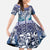Aloha Vintage Plumeria Hawaiian Tapa Pattern Kid Short Sleeve Dress Blue Hawaiian Tapa Pattern - Polynesian Pride