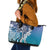 Aloha Vintage Plumeria Hawaiian Tapa Pattern Leather Tote Bag Blue Hawaiian Tapa Pattern - Polynesian Pride