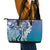 Aloha Vintage Plumeria Hawaiian Tapa Pattern Leather Tote Bag Blue Hawaiian Tapa Pattern - Polynesian Pride