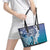 Aloha Vintage Plumeria Hawaiian Tapa Pattern Leather Tote Bag Blue Hawaiian Tapa Pattern - Polynesian Pride