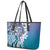 Aloha Vintage Plumeria Hawaiian Tapa Pattern Leather Tote Bag Blue Hawaiian Tapa Pattern - Polynesian Pride