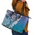 Aloha Vintage Plumeria Hawaiian Tapa Pattern Leather Tote Bag Blue Hawaiian Tapa Pattern - Polynesian Pride
