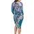 Aloha Vintage Plumeria Hawaiian Tapa Pattern Long Sleeve Bodycon Dress Blue Hawaiian Tapa Pattern - Polynesian Pride
