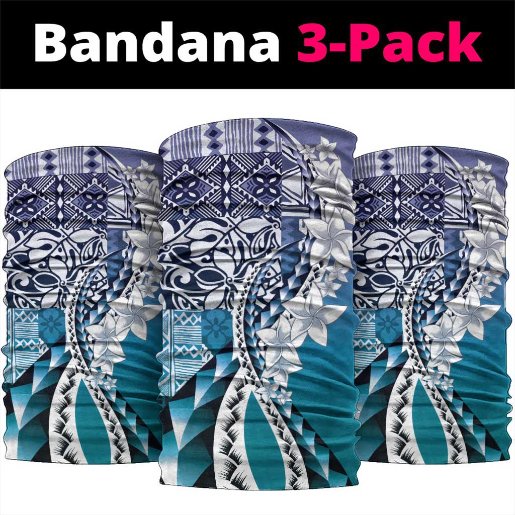 Aloha Vintage Plumeria Hawaiian Tapa Pattern Neck Gaiter Blue Hawaiian Tapa Pattern - Polynesian Pride