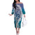 Aloha Vintage Plumeria Hawaiian Tapa Pattern Off The Shoulder Long Sleeve Dress Blue Hawaiian Tapa Pattern - Polynesian Pride