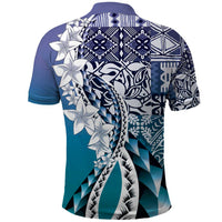 Aloha Vintage Plumeria Hawaiian Tapa Pattern Polo Shirt Blue Hawaiian Tapa Pattern - Polynesian Pride