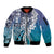 Aloha Vintage Plumeria Hawaiian Tapa Pattern Sleeve Zip Bomber Jacket Blue Hawaiian Tapa Pattern - Polynesian Pride