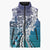 Aloha Vintage Plumeria Hawaiian Tapa Pattern Sleeveless Puffer Jacket Blue Hawaiian Tapa Pattern - Polynesian Pride