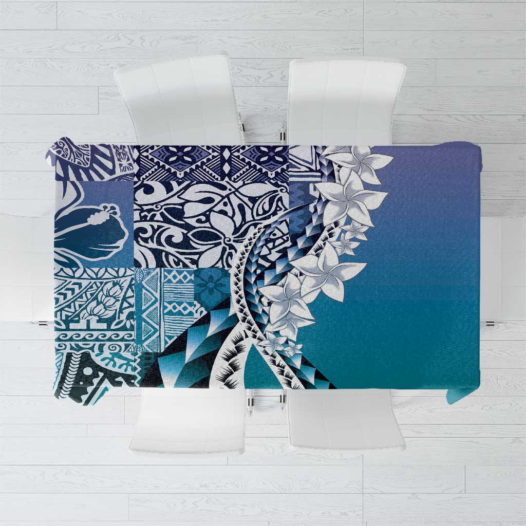 Aloha Vintage Plumeria Hawaiian Tapa Pattern Tablecloth Blue Hawaiian Tapa Pattern - Polynesian Pride