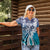 Aloha Vintage Plumeria Hawaiian Tapa Pattern Women Polo Shirt Blue Hawaiian Tapa Pattern - Polynesian Pride