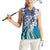 Aloha Vintage Plumeria Hawaiian Tapa Pattern Women Sleeveless Polo Shirt Blue Hawaiian Tapa Pattern - Polynesian Pride