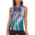 Aloha Vintage Plumeria Hawaiian Tapa Pattern Women Sleeveless Polo Shirt Blue Hawaiian Tapa Pattern - Polynesian Pride