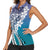 Aloha Vintage Plumeria Hawaiian Tapa Pattern Women Sleeveless Polo Shirt Blue Hawaiian Tapa Pattern - Polynesian Pride