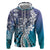 Aloha Vintage Plumeria Hawaiian Tapa Pattern Zip Hoodie Blue Hawaiian Tapa Pattern - Polynesian Pride