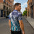 Aloha Vintage Plumeria Hawaiian Tapa Pattern Zipper Polo Shirt Blue Hawaiian Tapa Pattern - Polynesian Pride
