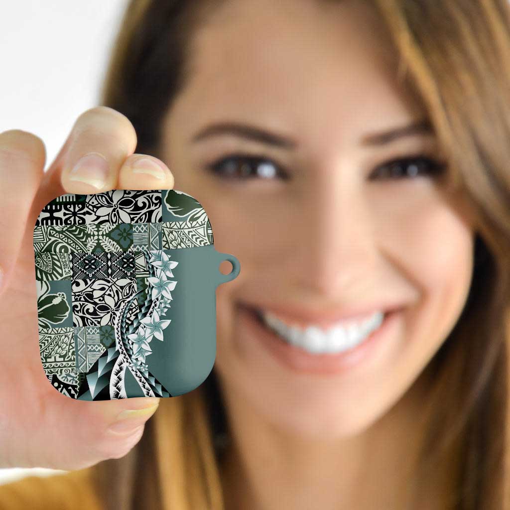 Aloha Vintage Plumeria Hawaiian Tapa Pattern AirPods Case Dark Turquoise Hawaiian Tapa Pattern - Polynesian Pride