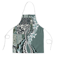 Aloha Vintage Plumeria Hawaiian Tapa Pattern Apron Dark Turquoise Hawaiian Tapa Pattern - Polynesian Pride