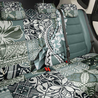 Aloha Vintage Plumeria Hawaiian Tapa Pattern Back Car Seat Cover Dark Turquoise Hawaiian Tapa Pattern - Polynesian Pride