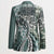 Aloha Vintage Plumeria Hawaiian Tapa Pattern Blazer Dark Turquoise Hawaiian Tapa Pattern - Polynesian Pride