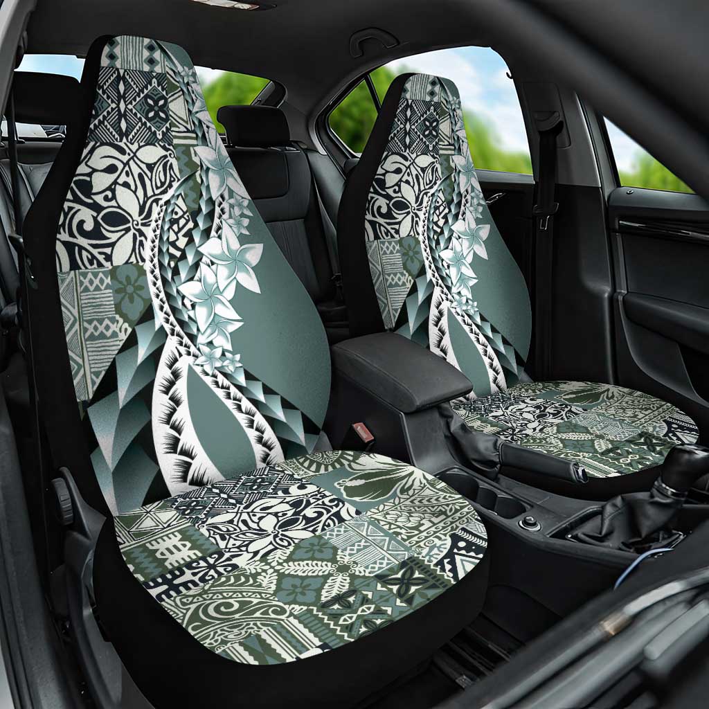 Aloha Vintage Plumeria Hawaiian Tapa Pattern Car Seat Cover Dark Turquoise Hawaiian Tapa Pattern - Polynesian Pride