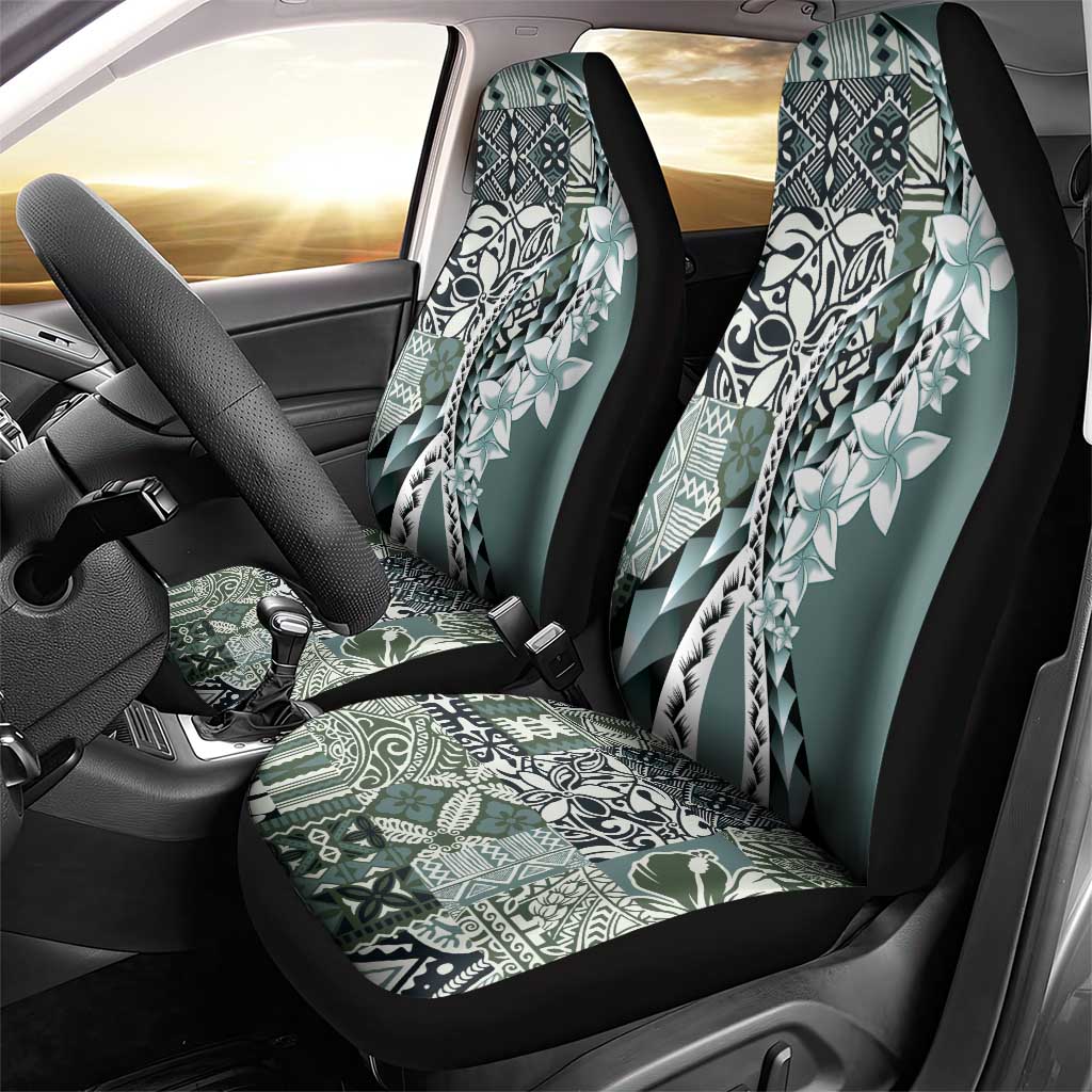 Aloha Vintage Plumeria Hawaiian Tapa Pattern Car Seat Cover Dark Turquoise Hawaiian Tapa Pattern - Polynesian Pride
