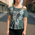 Aloha Vintage Plumeria Hawaiian Tapa Pattern Cross Shoulder Shirt Dark Turquoise Hawaiian Tapa Pattern - Polynesian Pride