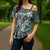 Aloha Vintage Plumeria Hawaiian Tapa Pattern Cross Shoulder Shirt Dark Turquoise Hawaiian Tapa Pattern - Polynesian Pride