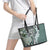 Aloha Vintage Plumeria Hawaiian Tapa Pattern Leather Tote Bag Dark Turquoise Hawaiian Tapa Pattern - Polynesian Pride