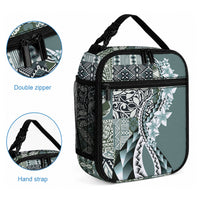 Aloha Vintage Plumeria Hawaiian Tapa Pattern Lunch Bag Dark Turquoise Hawaiian Tapa Pattern LT9 - Polynesian Pride