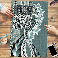 Aloha Vintage Plumeria Hawaiian Tapa Pattern Puzzle Dark Turquoise Hawaiian Tapa Pattern - Polynesian Pride