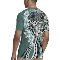 Aloha Vintage Plumeria Hawaiian Tapa Pattern Rugby Jersey Dark Turquoise Hawaiian Tapa Pattern - Polynesian Pride