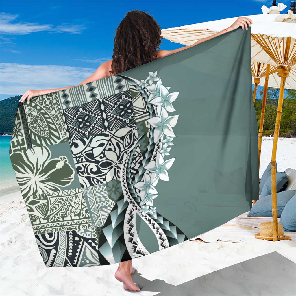 Aloha Vintage Plumeria Hawaiian Tapa Pattern Sarong Dark Turquoise Hawaiian Tapa Pattern - Polynesian Pride