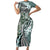 Aloha Vintage Plumeria Hawaiian Tapa Pattern Short Sleeve Bodycon Dress Dark Turquoise Hawaiian Tapa Pattern - Polynesian Pride
