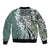 Aloha Vintage Plumeria Hawaiian Tapa Pattern Sleeve Zip Bomber Jacket Dark Turquoise Hawaiian Tapa Pattern - Polynesian Pride