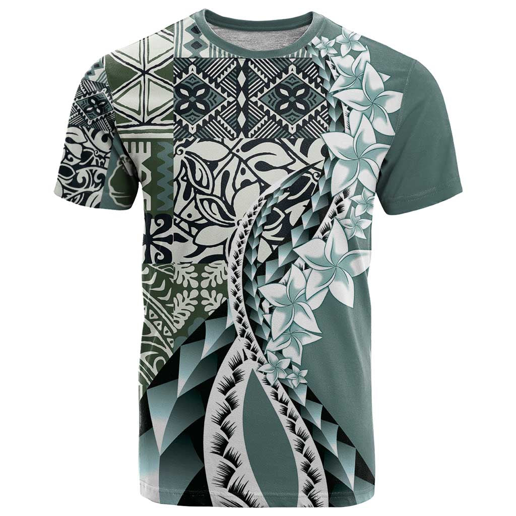 Aloha Vintage Plumeria Hawaiian Tapa Pattern T Shirt Dark Turquoise Hawaiian Tapa Pattern - Polynesian Pride