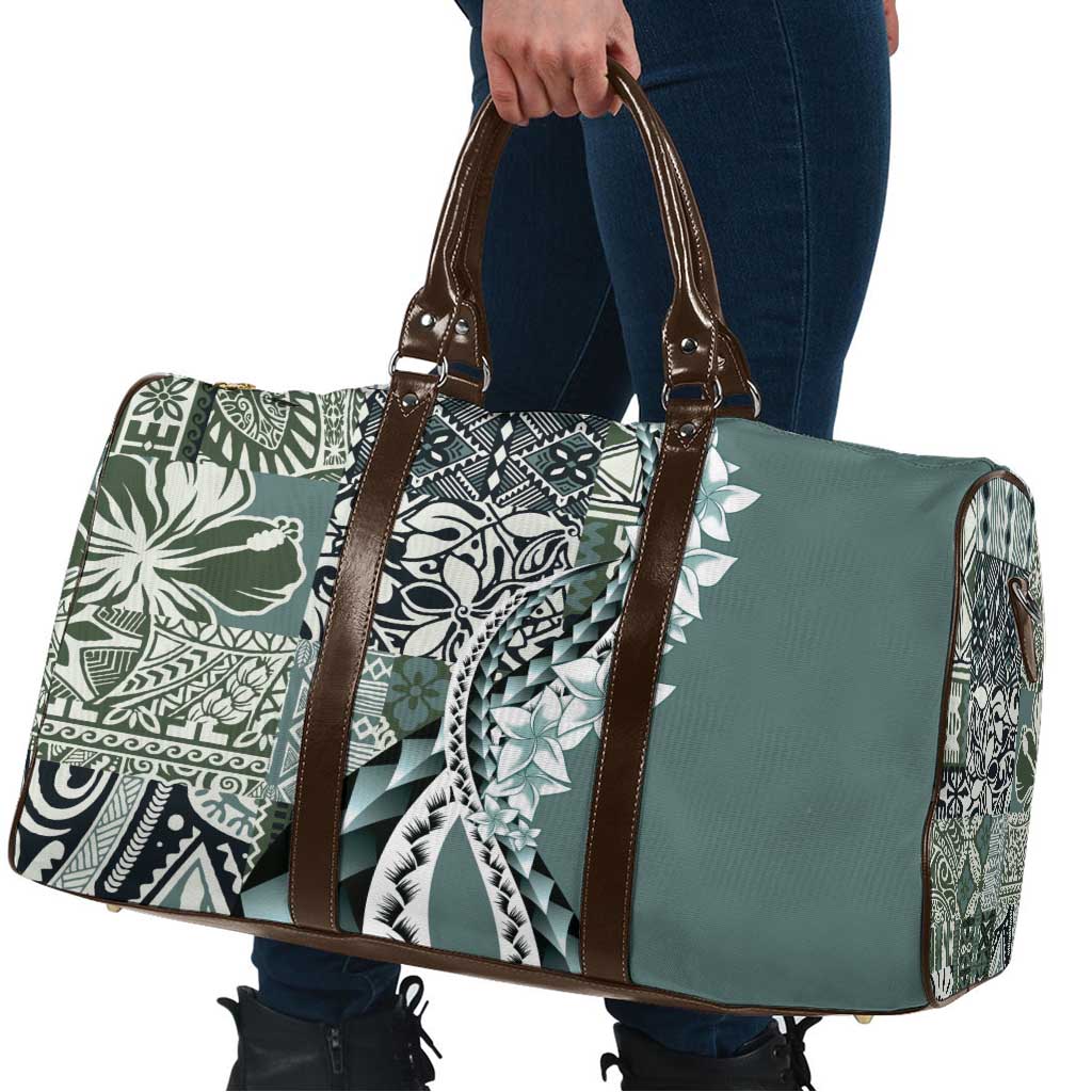 Aloha Vintage Plumeria Hawaiian Tapa Pattern Travel Bag Dark Turquoise Hawaiian Tapa Pattern - Polynesian Pride