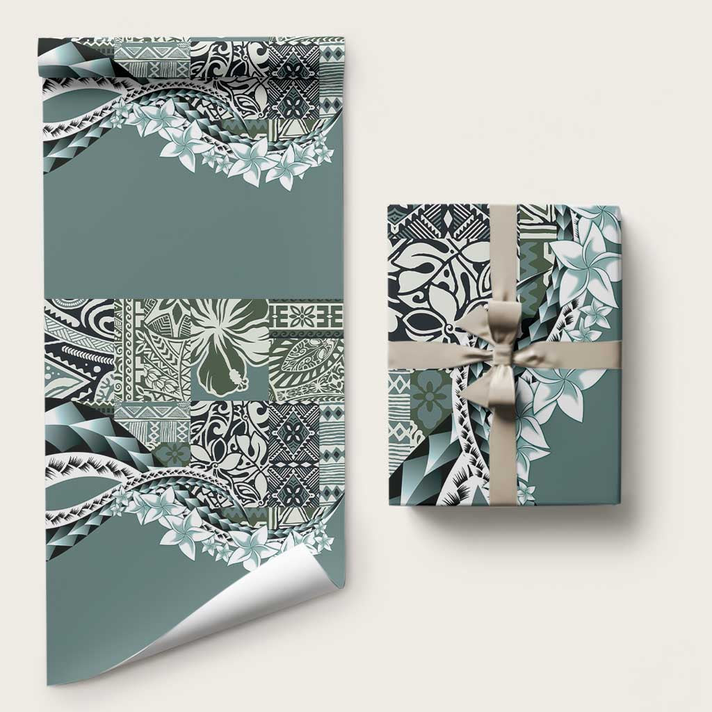 Aloha Vintage Plumeria Hawaiian Tapa Pattern Wrapping Paper Dark Turquoise Hawaiian Tapa Pattern - Polynesian Pride