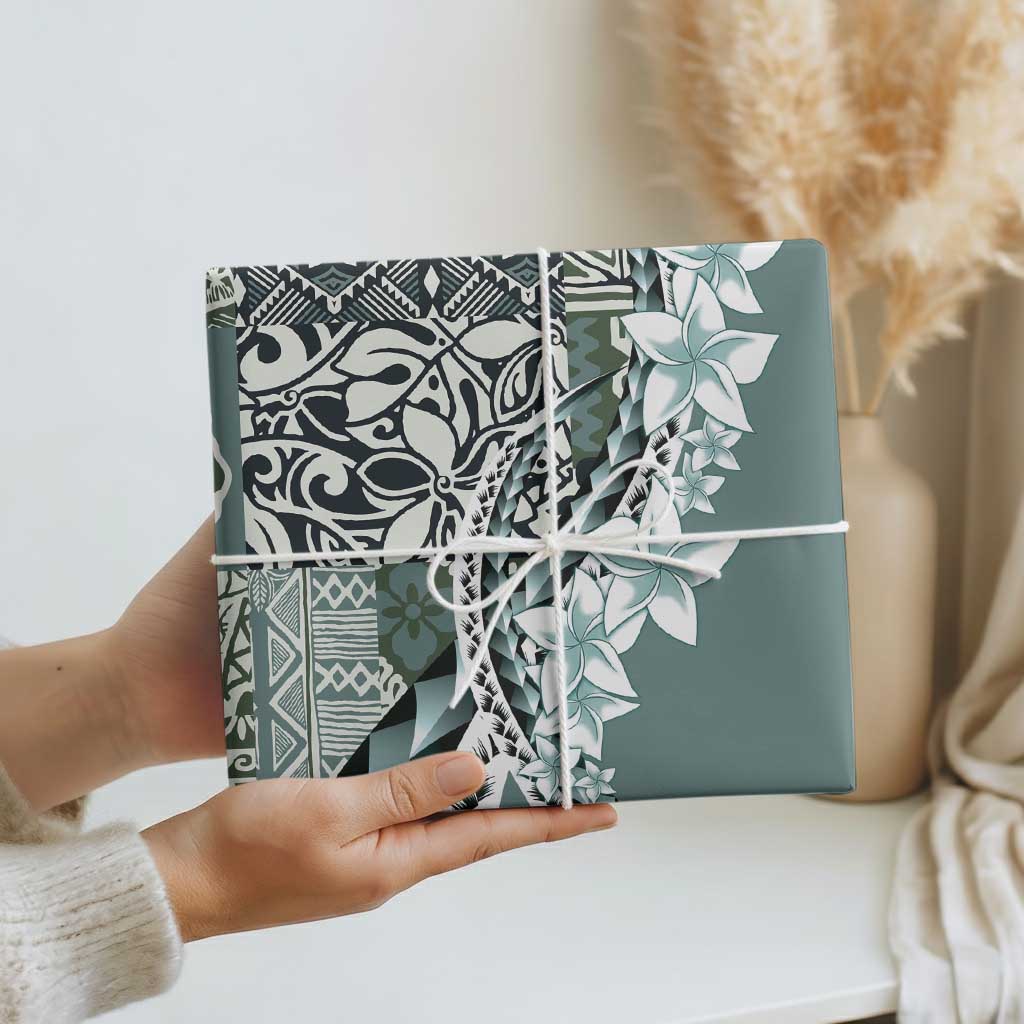 Aloha Vintage Plumeria Hawaiian Tapa Pattern Wrapping Paper Dark Turquoise Hawaiian Tapa Pattern - Polynesian Pride