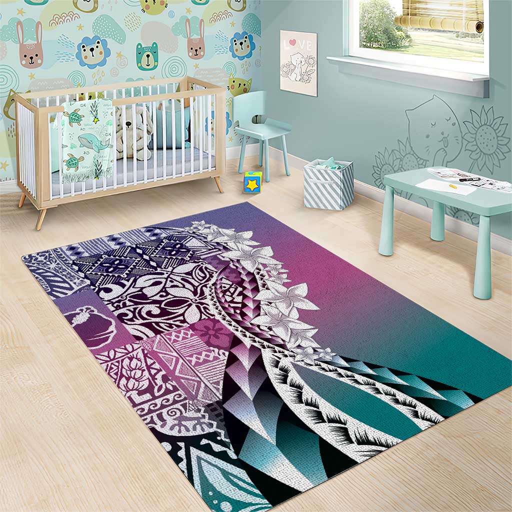 Aloha Vintage Plumeria Hawaiian Tapa Pattern Area Rug Gradient Hawaiian Tapa Pattern - Polynesian Pride