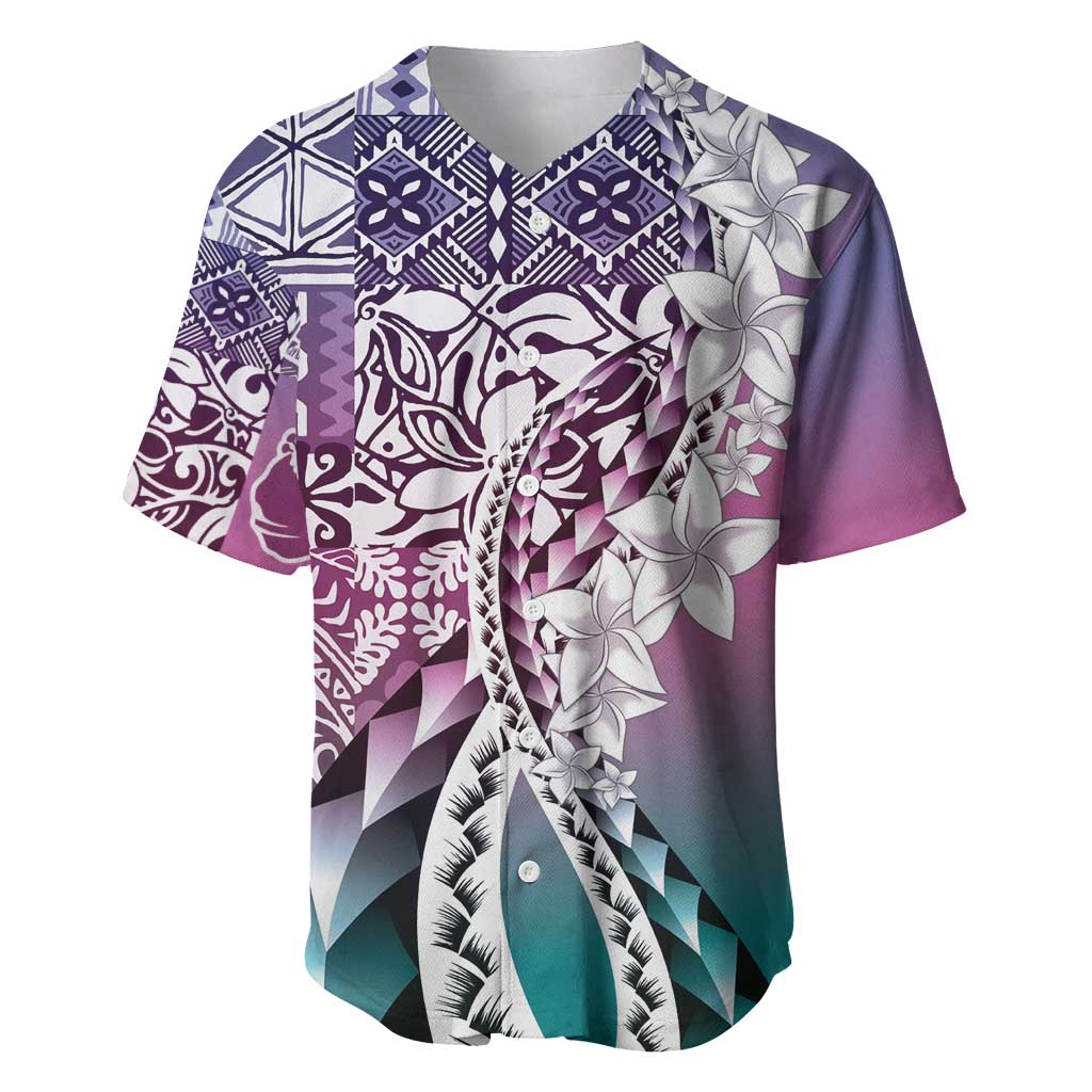 Aloha Vintage Plumeria Hawaiian Tapa Pattern Baseball Jersey Gradient Hawaiian Tapa Pattern - Polynesian Pride
