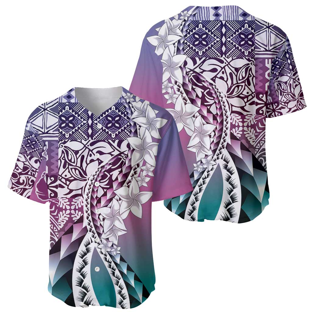 Aloha Vintage Plumeria Hawaiian Tapa Pattern Baseball Jersey Gradient Hawaiian Tapa Pattern - Polynesian Pride